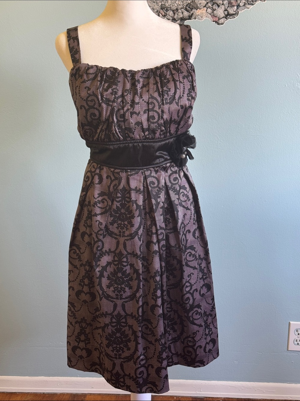 Maurices Black and Silver Pleated Mini Dress